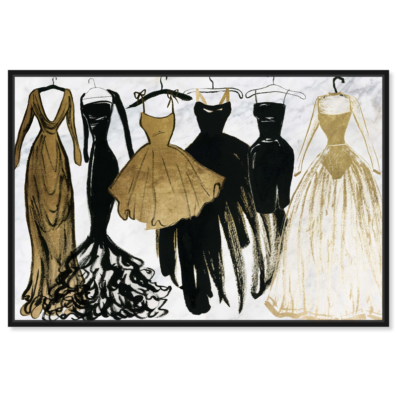 Dream Dream - robe noire - impression, Reproduction avec cadre flottant, H 20 po x l 30 po, Noir