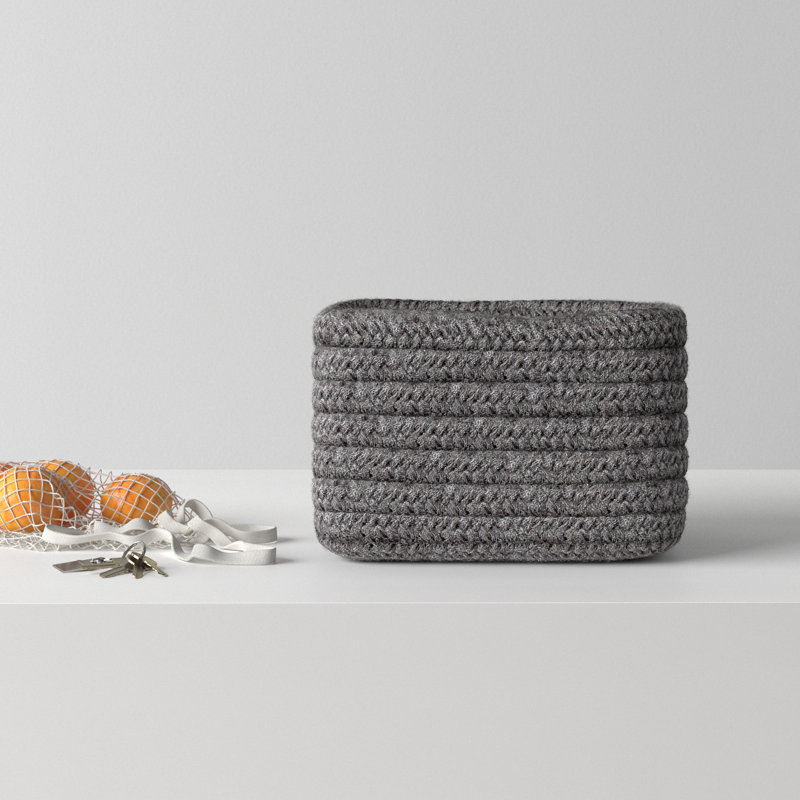 AllModern Wool / Felt Decorative Basket, Dark Gray