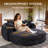 72.6" Black Chenille Oversized Chaise Sofa Bed, No Assembly, Deep Seat & Side Pocket-670635657