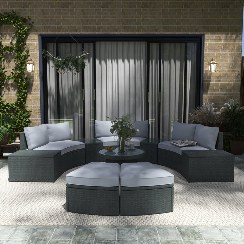 Ensemble de conversation modulaire en osier avec rangement 10 pièces
