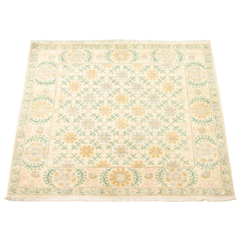 Tapis unique en laine noué à la main 4 pi 7 po x 5 pi nouvel âge Lahore Finest Beige Cartisha