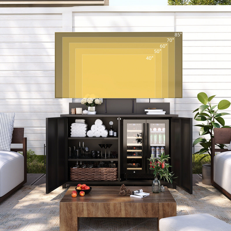 Outdoor Storage Cabinet With Tv Mount For 40–85 Inch Tvs, 59"H x 49"L x 23"W