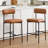 Alrick 26"H Mid-Century Upholstered Faux Leather Counter Stool with I-Beam Frame