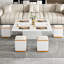 Table basse à plateau relevable avec tabourets de rangement et plateau pliable