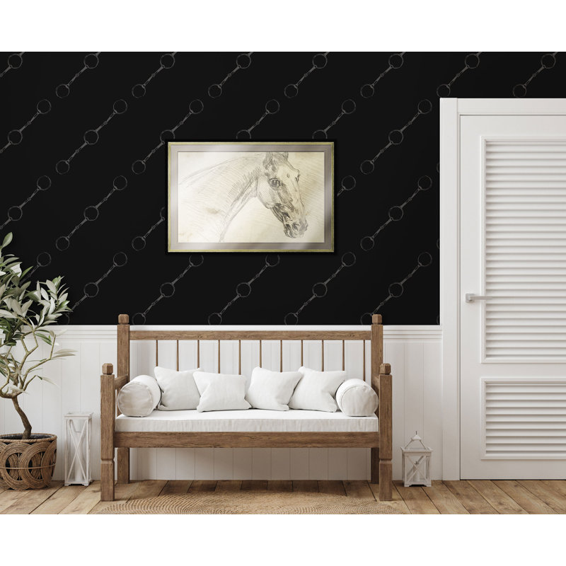 Bridal III 33' L x 20.5" W  Wallpaper Roll, Ebony