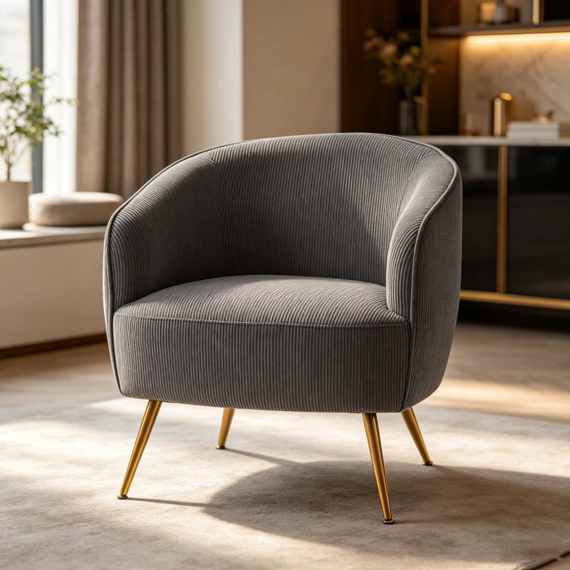 Fauteuil demi-tonneau Corduroy, Gris