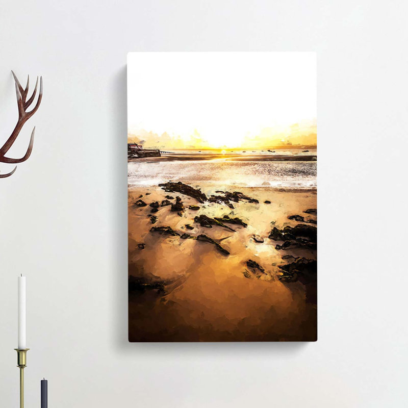 Sunrise At Tenby Beach In Wales In Abstract - Wrapped Canvas Print, 91cm H x 60cm W x 3cm D