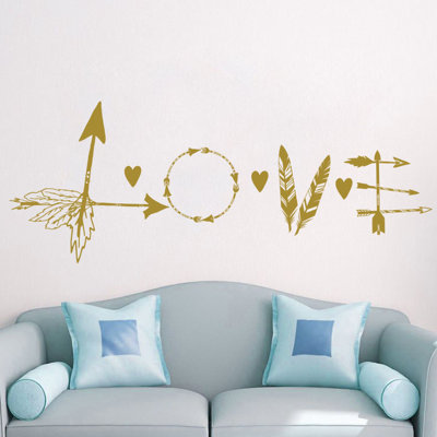 Décalcomanie murale flèche en plumes love