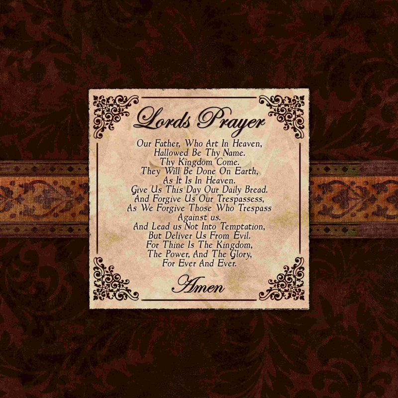 «Lords Prayer 5», art textuel sur toile tendue, H 20 po x l 20 po
