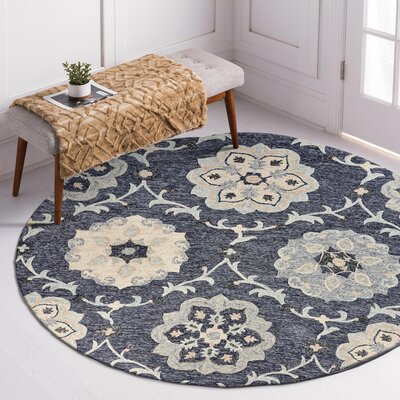 Ramona Floral Handmade Hand Tufted Blue/Multicolor Wool Rug -  Alcott HillÂ®, EE42132ACB7A48579EE5E9B743B528B4