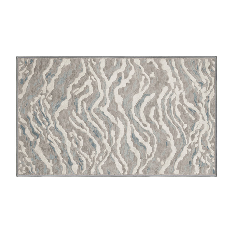 Machine Washable Gray Area Rug, Runner 2' x 4'