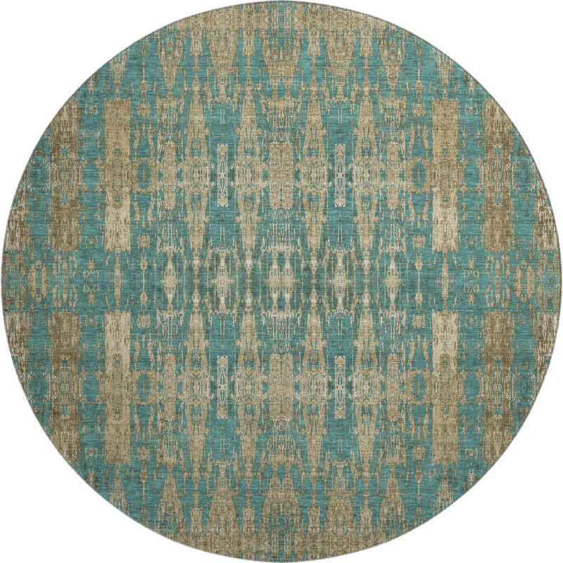 Premium Machine Washable Cerrito AMF580 Teal, Round 8'