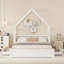 Grand lit plateforme en bois avec garde-corps et 2 tiroirs-308925551
