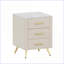 Table de chevet moderne en velours avec 3 tiroirs et plateau marbré - beige