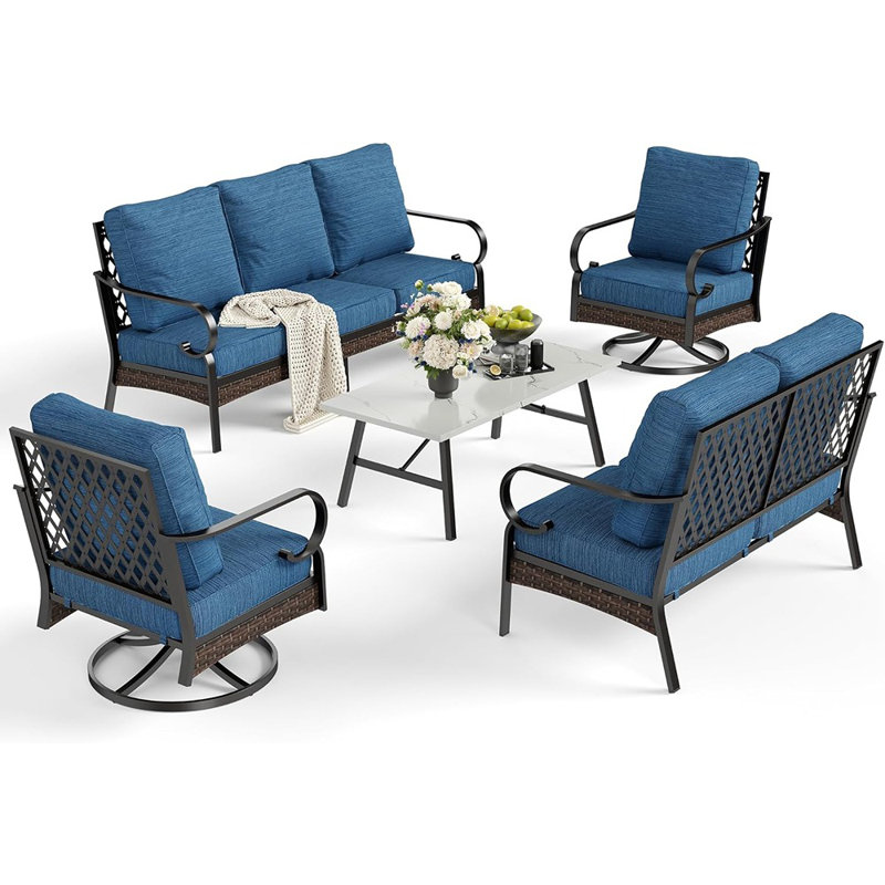 Ensemble de 5 meubles d'extérieur en métal pour patio, ensembles de conversation pour patio ...