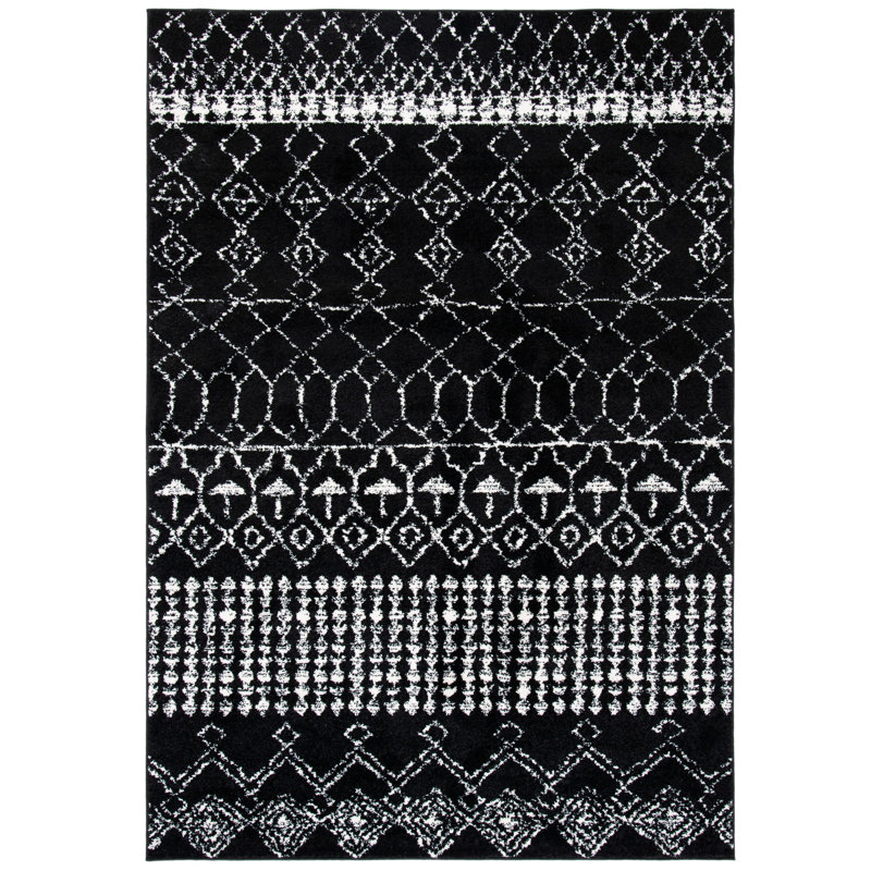 Tapis noir à motif géométrique Cobos, Rectangulaire 3 pi x 5 pi
