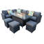 Ayeasha Rectangular 9 - Person Comer Sofa Set With Fire-Pit Dining Table with Cushions Rain Cover-1071916975-1071916974