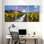 Abstrait, nuit étoilée, vignoble, grange, clair de lune, chemin, raisins, ensemble de 3 impressions sur toile