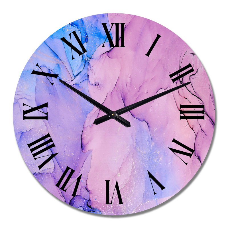 Horloge murale moderne avec encre translucide rouge et bleue Art V, Moyen