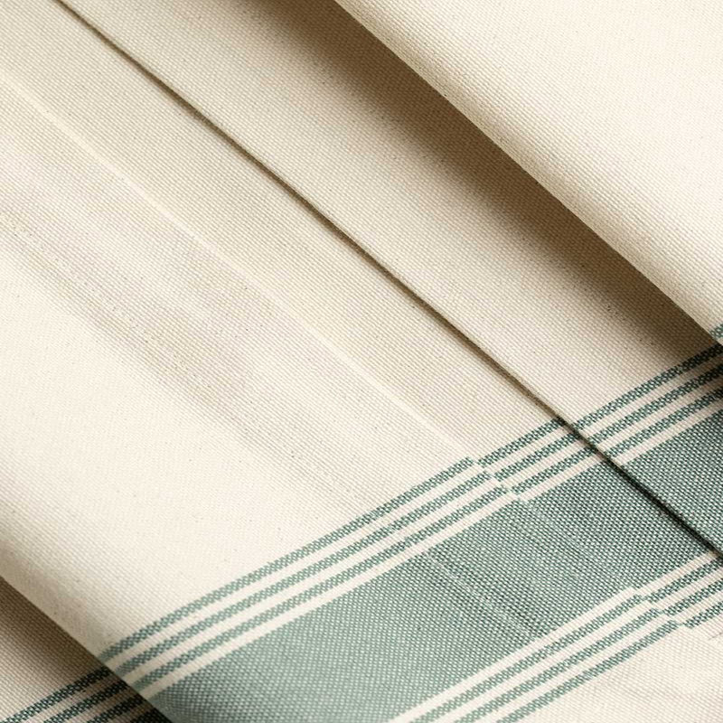 Chemin de table sarcelle à bordure bleue 100% coton | Décoration de salle à manger élégante et durable - 71,6 x 14 po