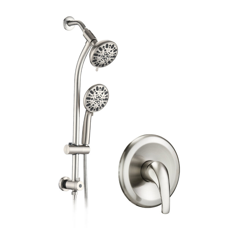 Douche de 1,8 gallon par minute avec perceuse - Tige coulissante en acier inoxydable et tête de spa à 7 réglages doubles