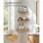 Rustic Corner Floating Shelves Set of 3, Torched Pine Wood Wall-Mounted Bookshelf with Rounded Edges, Raised Back, Cable Hole,  Display Shelf for Bathroom, Kitchen, Bedroom, Living Room