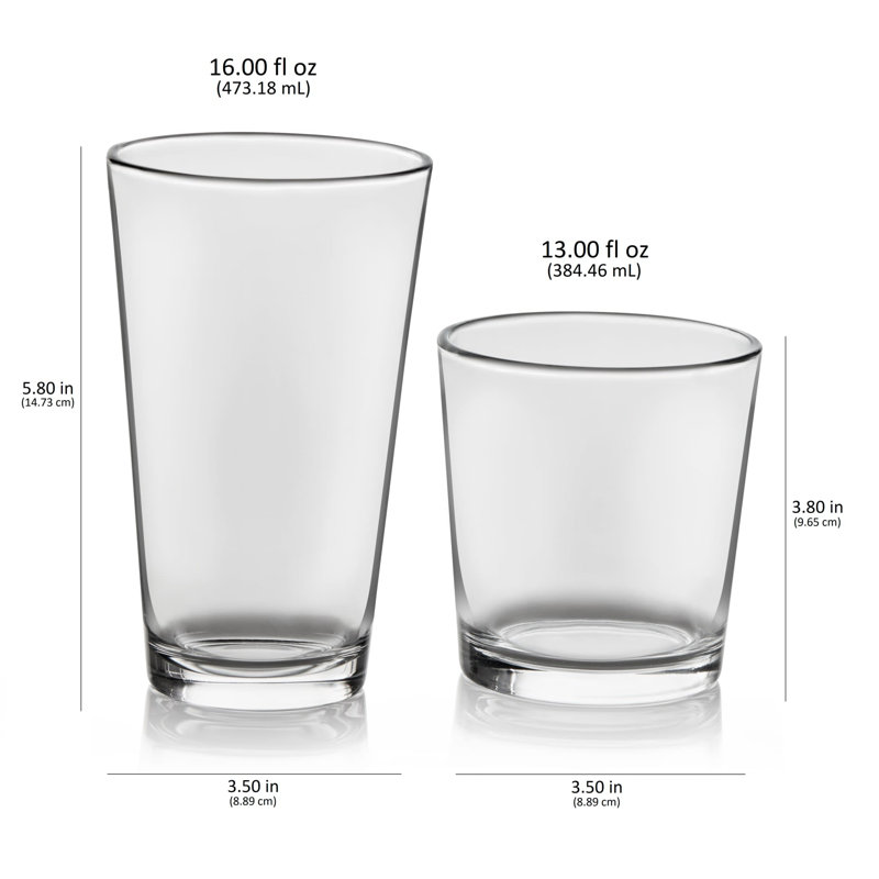 Ensemble de verres et de verres à whisky 16 pièces Libbey Flare