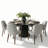 6 - Person Dining Table Sets With Round Table & 6 Upholstered Side Chairs-2068868678