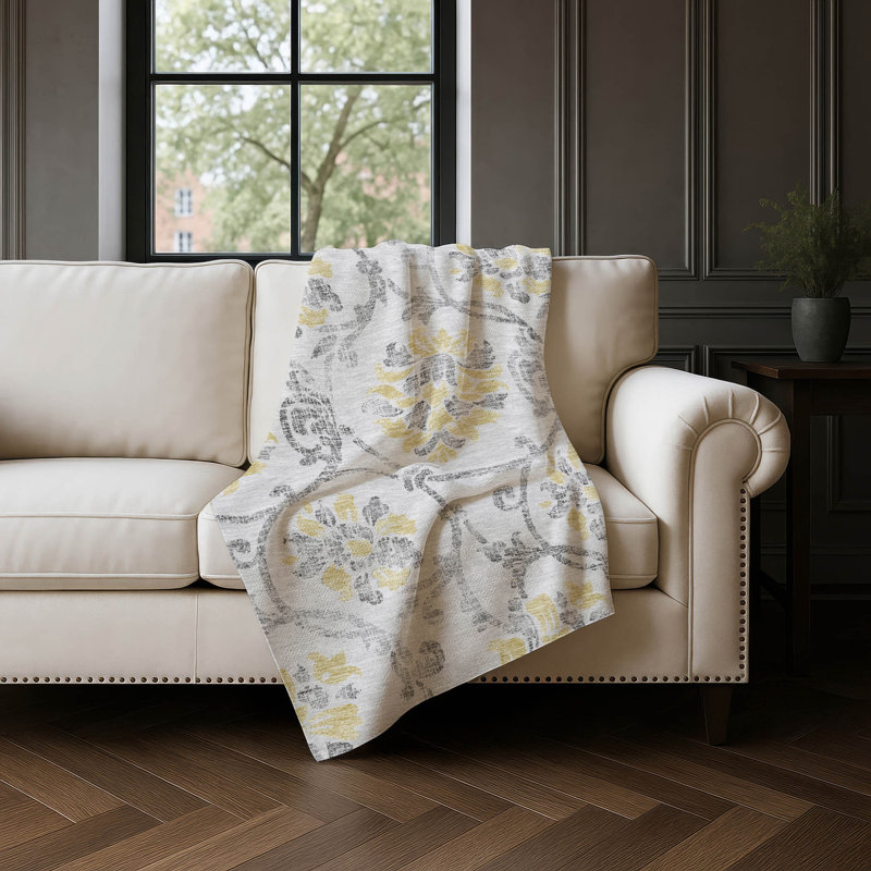 Jeté floral Sherpa ASB762 Addison, Argent argent