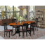 7 Piece Dining Table Set Consist of an Oval Dining Room Table with Butterfly Leaf and 6 Faux Leather Chairs, Black & Cherry