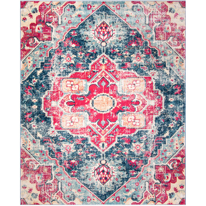 Tapis bleu / fuchsia Annette, Rectangle 8 pi x 10 pi