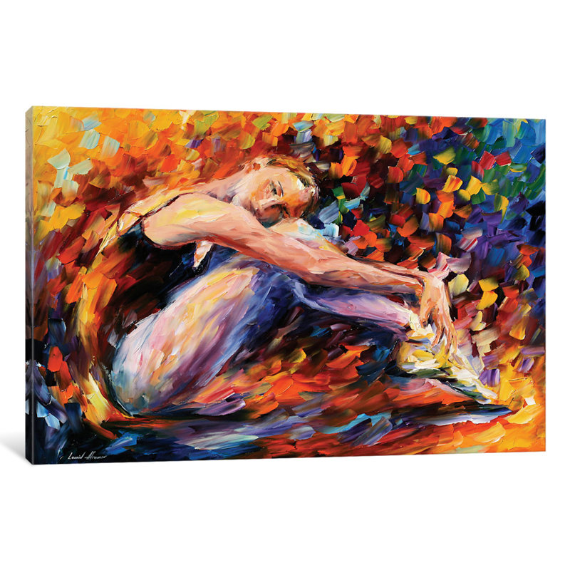 " Resting Ballerina " by Leonid Afremov, 12" H x 18" W x 1.5" D, Wrapped Canvas, No Mat