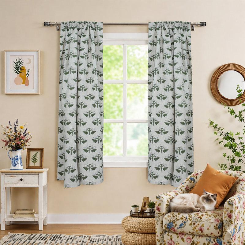 Rideaux de fenêtre Artisan Hand Block, 100" W X 108" L
