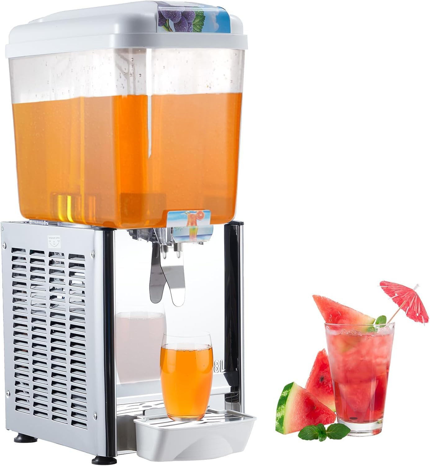 Yiimo Stainless Steel Dual Tank Beverage Dispenser, 18L Iced Tea ...