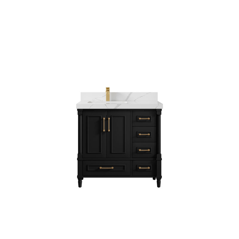 36'' Single Bathroom Vanity with Quartz Top, Calacatta Laza