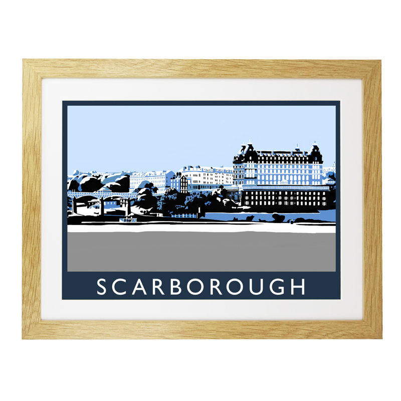 Scarborough in Snow 1 Piece Wall Art, 44 cm H x 54 cm W x 2.2 cm D, Oak Wood Frame