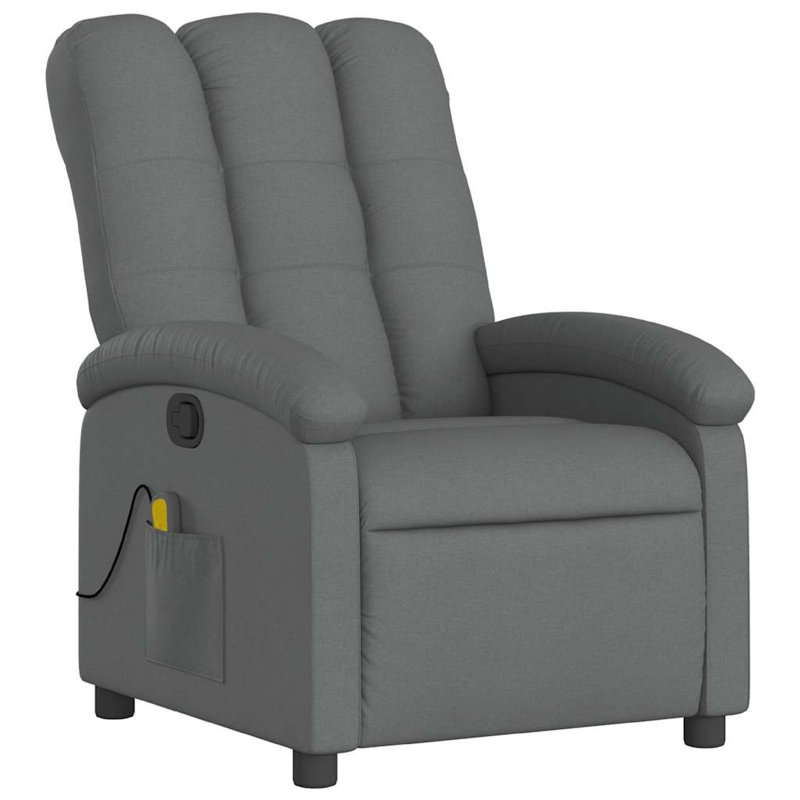 Fauteuil inclinable manuel avec massage Dery, poche latérale, polyester gris clair Dery, Gris clair