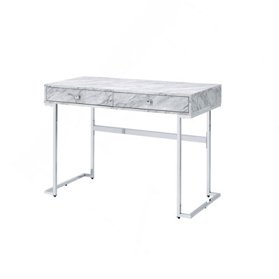 Printed Faux Marble Top & Chrome Finish Writing Desk