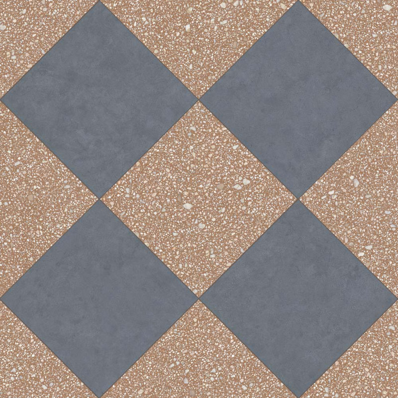 Lithos 12X12 Checkerboard Siena And Cobalto, Siena/Cobalto