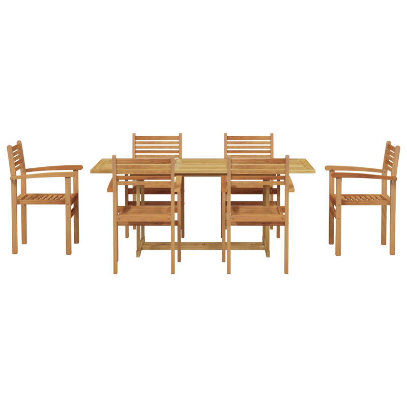  Garden Dining Set Brown Solid Teak Wood Outdoor Patio Terrace Furniture