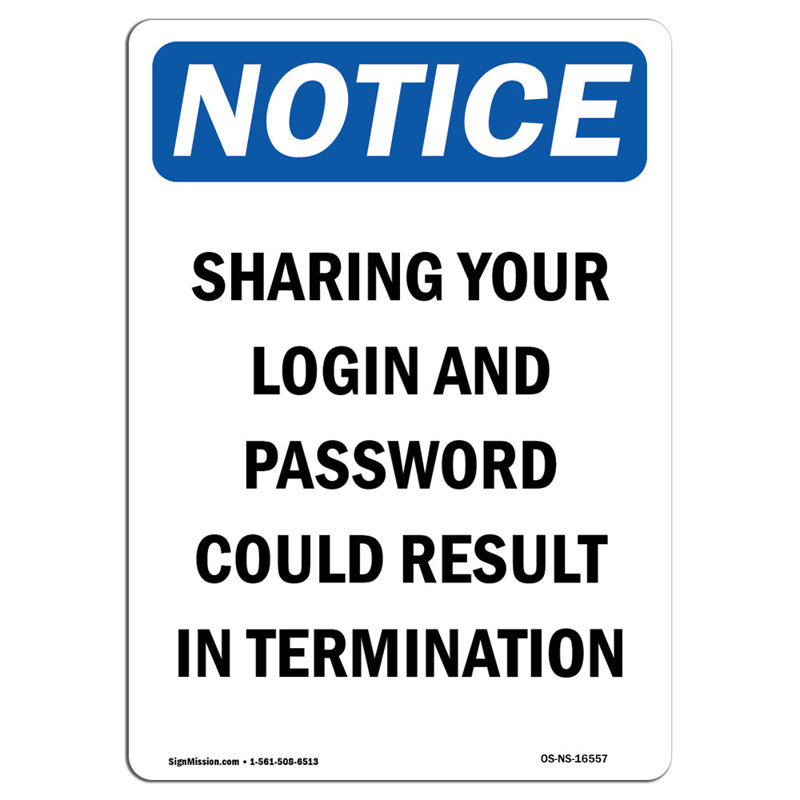 Sharing Password Result in Termination Sign