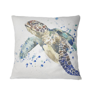 Tortue bleue - coussin imprimé animal