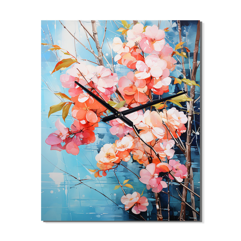 Bamboo Dreams I - Horloge murale florale, H 28 po x l 12 po x P 1 po