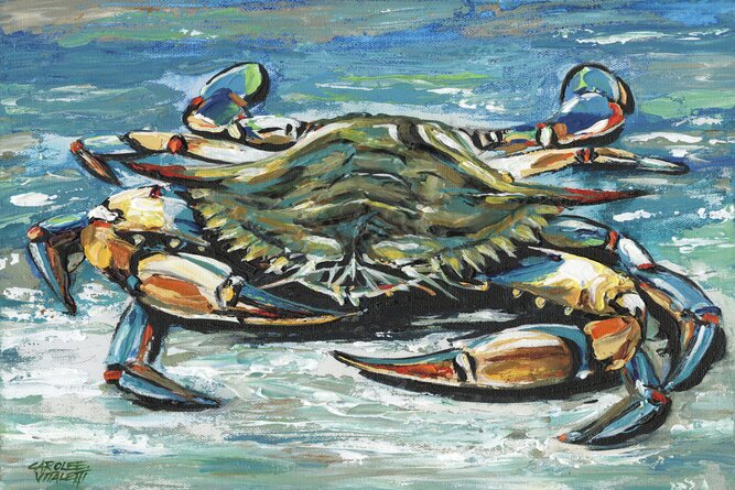 Blue Palette Crab I by Carolee Vitaletti - Wrapped Canvas Print