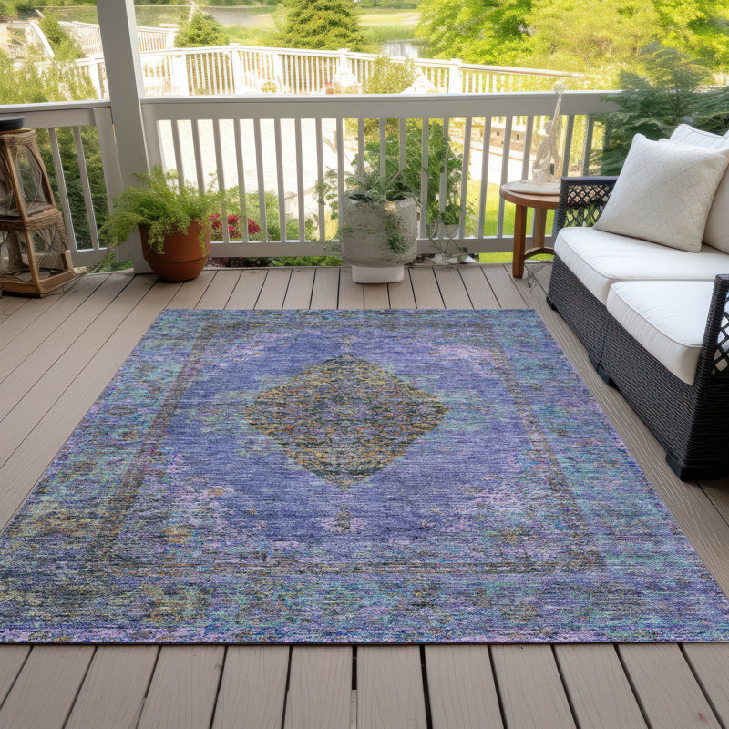 Tapis mauve lavable à la machine intérieur / extérieur Xhevrie, Rectangle 9 pi x 12 pi