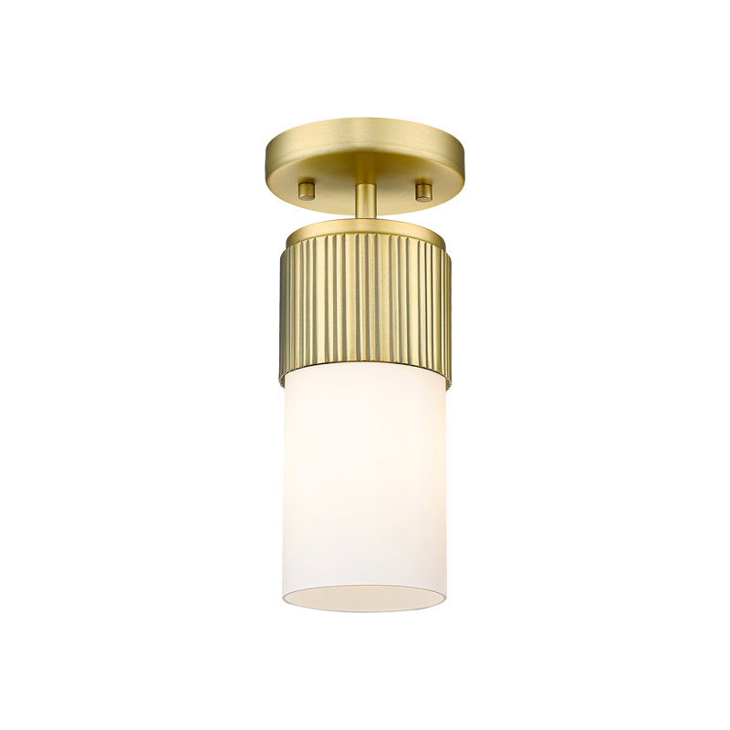 Plafonnier encastré 12 lumières Bolivar, Laiton brossé, H 8,75 po x l 4 po x P 4 po, Blanc mat