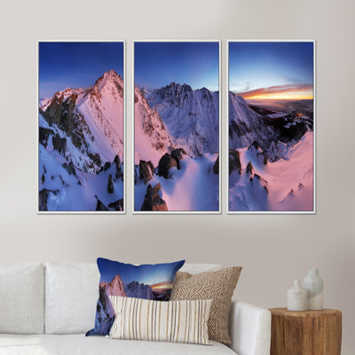 Slates Tatras Winter Mountains - Landscape, ensemble de 3 toiles encadrées
