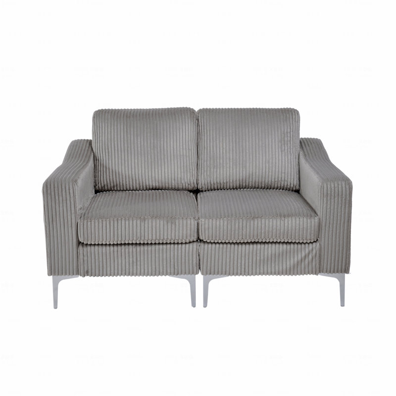 Basic Sectional Sofa, Modular  Sofa Two-Seater Sofa, Corduroy  Sofa, Gray Corduroy