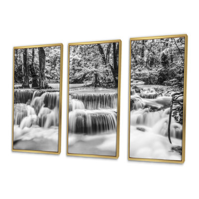 «White Erawan Waterfall - Landscape», ensemble d'art mural sur toile encadré