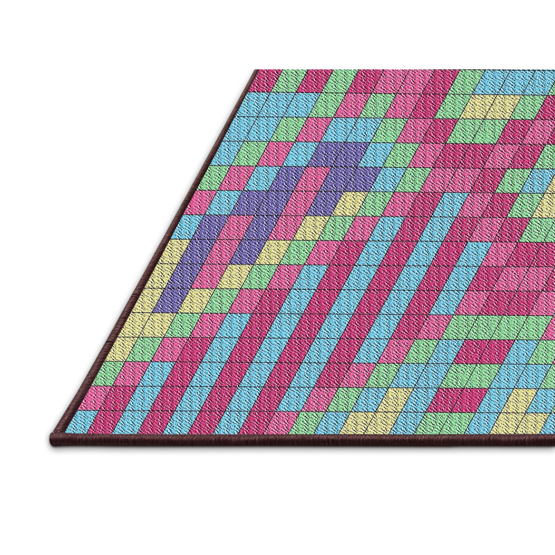 Tapis motif rose/vert/bleu Devereau, Rectangle 6 pi x 9 pi